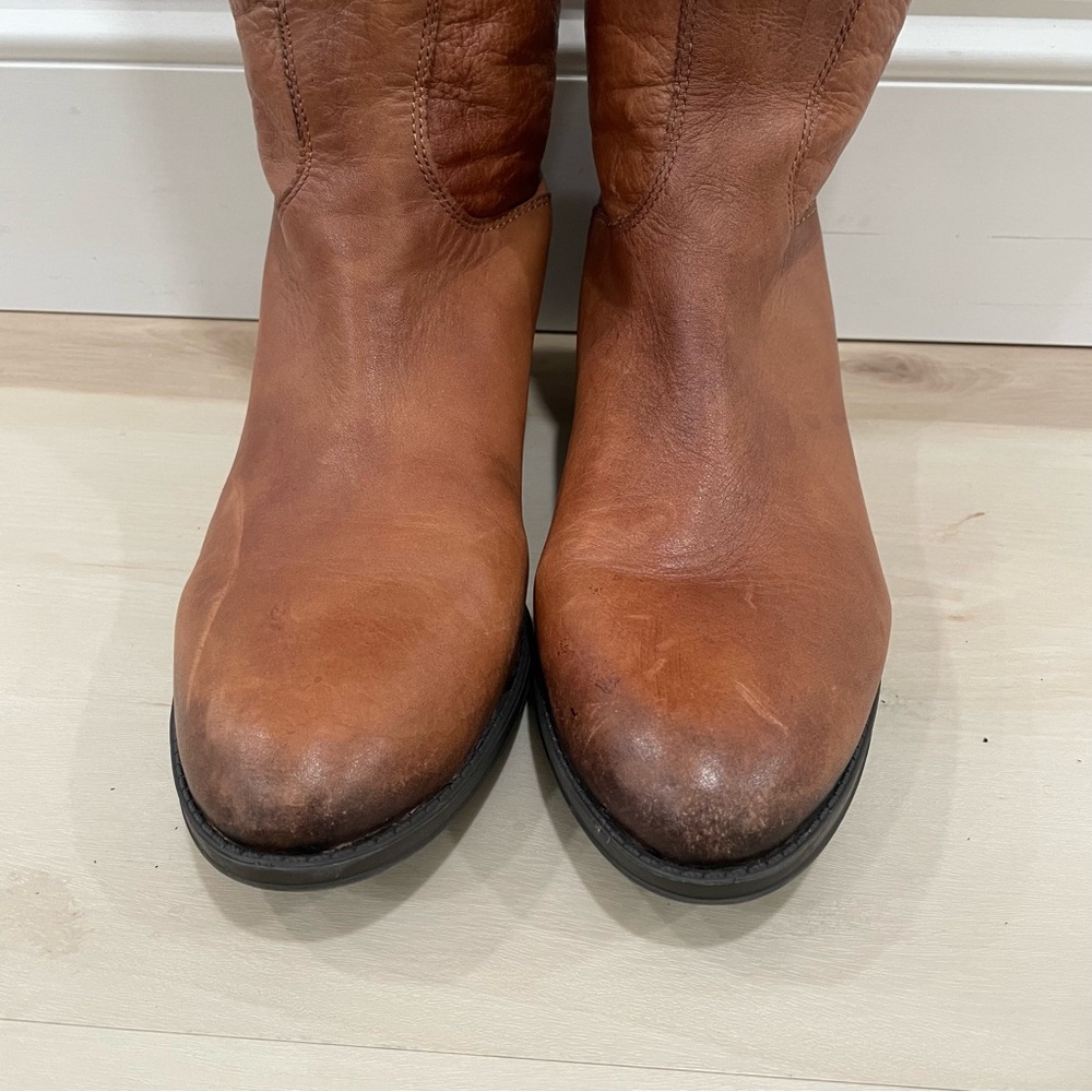 Sam Edelman Women's 9 Penny Riding Boot Whiskey Leather Brown Tan Knee Height - Picture 3 of 16